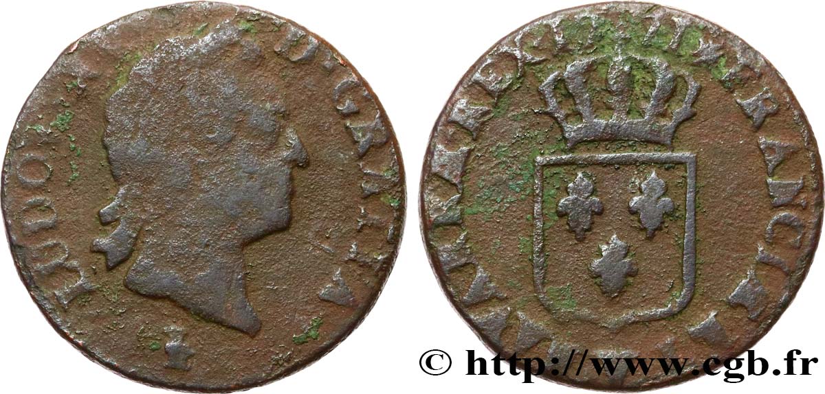 LOUIS XV DIT LE BIEN AIMÉ Sol dit &nbsp;à la vieille tête&nbsp; 1771 Troyes B+/TB
