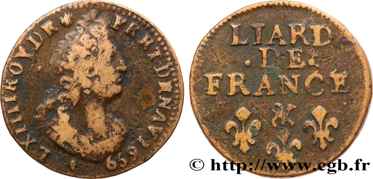 LOUIS XIV LE GRAND OU LE ROI SOLEIL Liard, 3e type, buste âgé 1699 Aix-en-Provence TB+/TTB