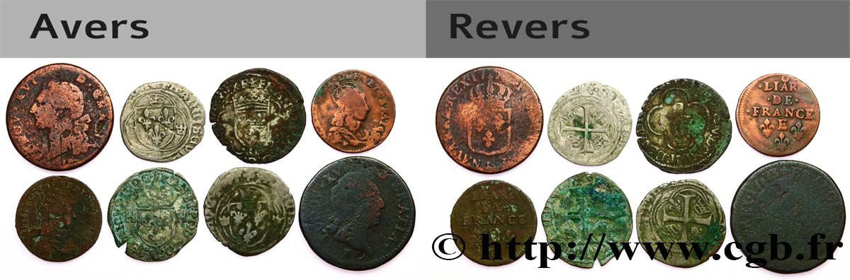 LOTTE Lot de huit monnaies royales  n.d. Ateliers divers lotto