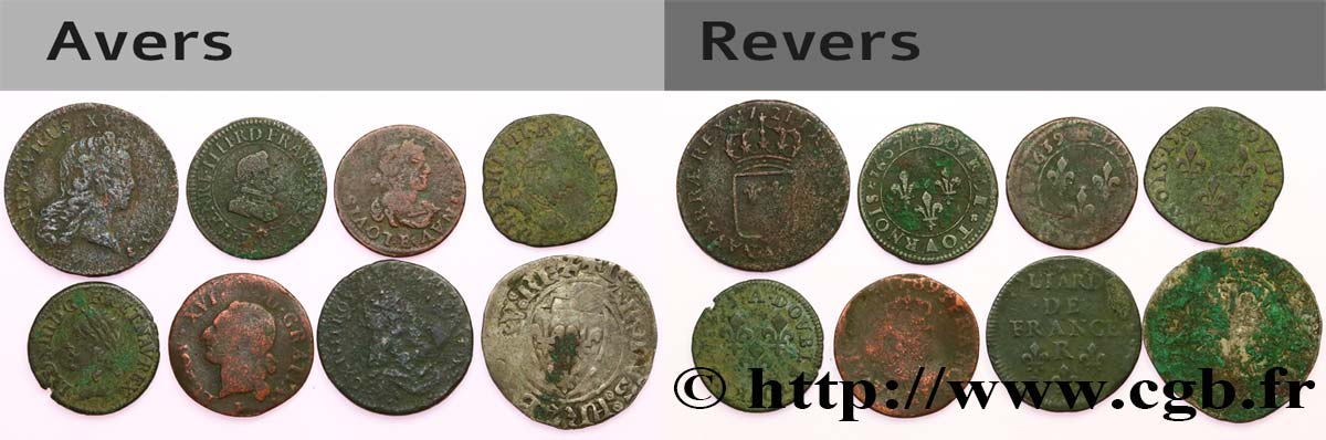 LOTS Lot de huit monnaies royales  n.d. Ateliers divers lot