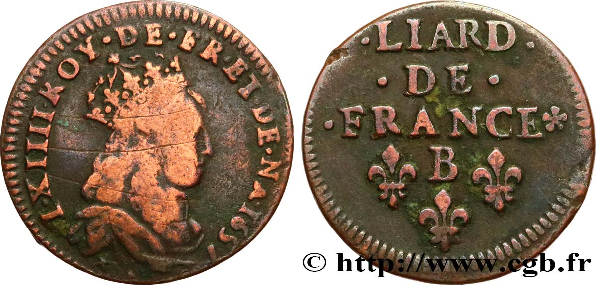 LOUIS XIV LE GRAND OU LE ROI SOLEIL Liard, 2e type 1657 Acquigny TB/TB+