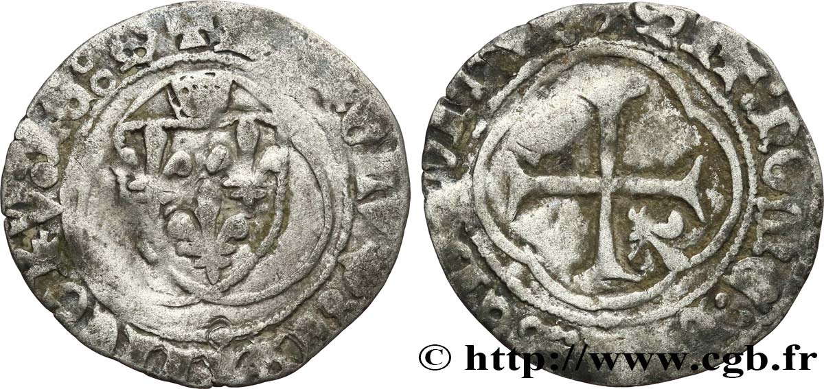 CHARLES VII LE VICTORIEUX Petit blanc à la couronne n.d. Limoges TB
