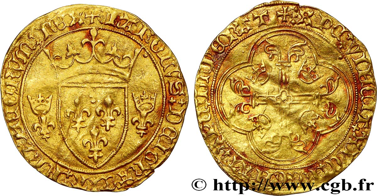 CHARLES VII  THE WELL SERVED  Écu d or à la couronne ou écu neuf 28/01/1436 Montpellier XF