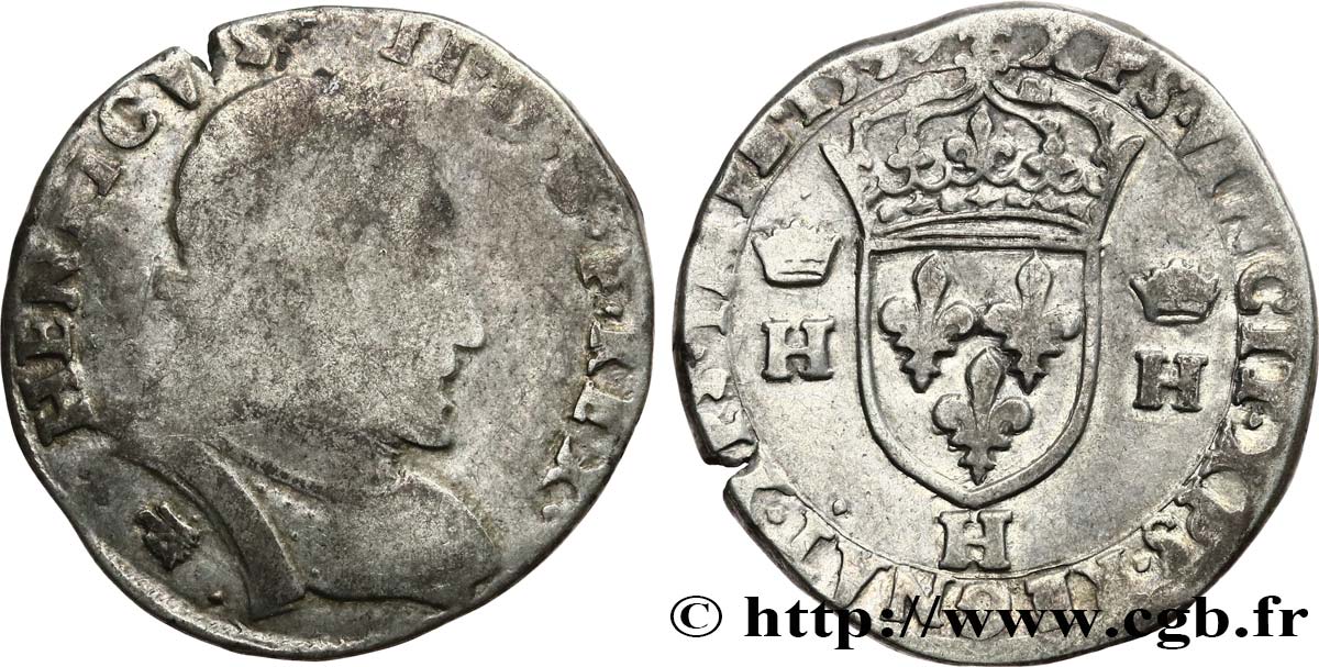 FRANÇOIS II. MONNAYAGE AU NOM D HENRI II Teston au buste lauré, 2e type 1559 La Rochelle TB/TTB