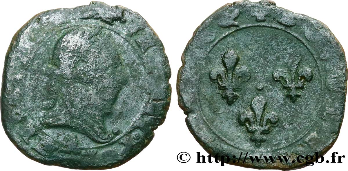 LIGUE. COINAGE AT THE NAME OF HENRY III Double tournois n.d. Paris fS