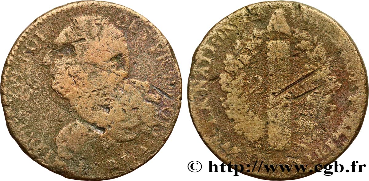 LOUIS XVI 2 sols dit  au faisceau , type FRANÇOIS 1791 Paris q.MB