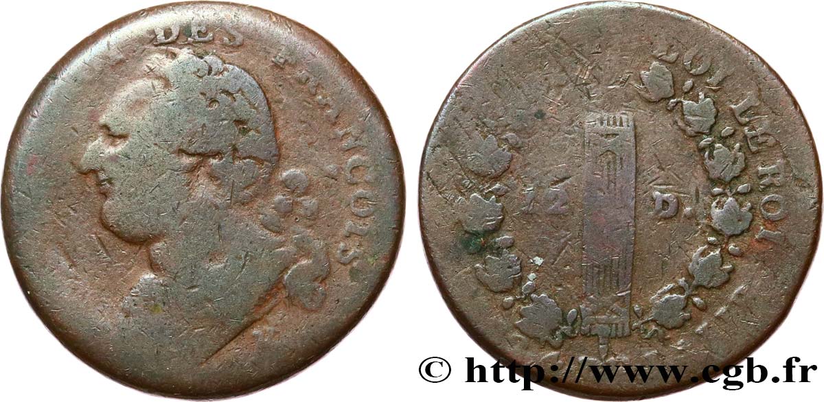 LOUIS XVI 12 deniers dit  au faisceau , type FRANCOIS 1792 Metz RC