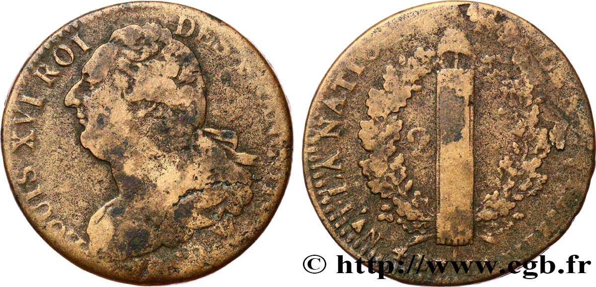 LA CONVENTION 2 sols dit &nbsp;au faisceau&nbsp;, type FRANÇOIS 1792 Arras TB