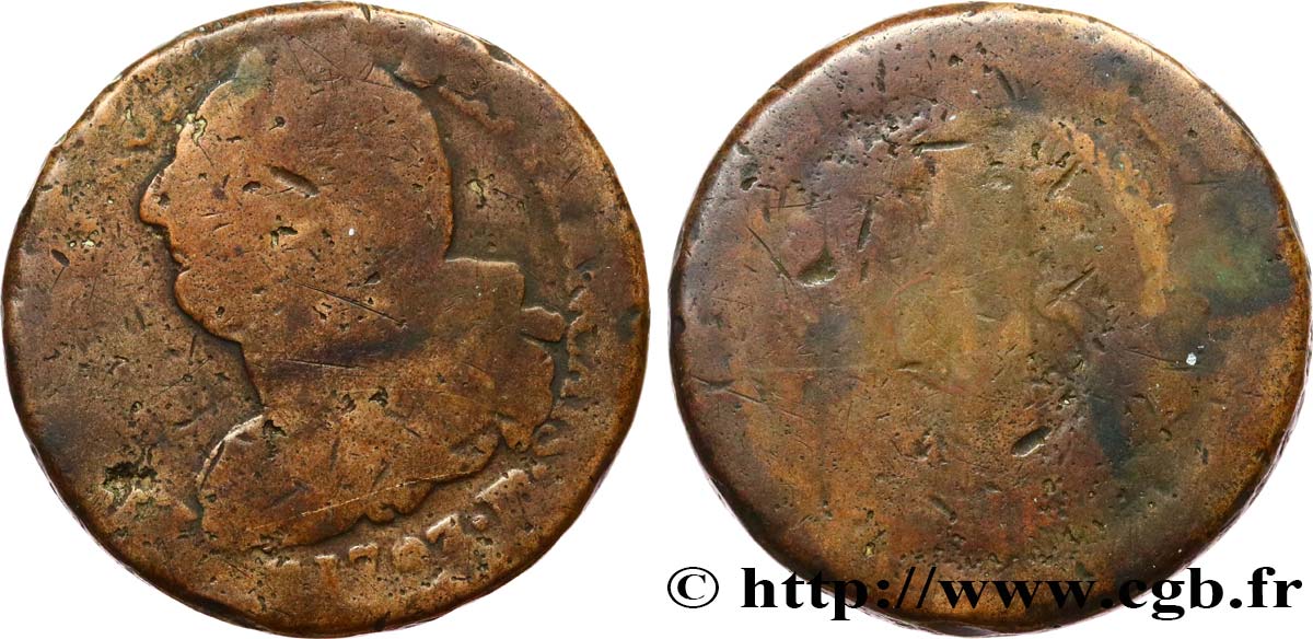 LOUIS XVI 2 sols dit  au faisceau , type FRANÇAIS 1793 Strasbourg RC/MC