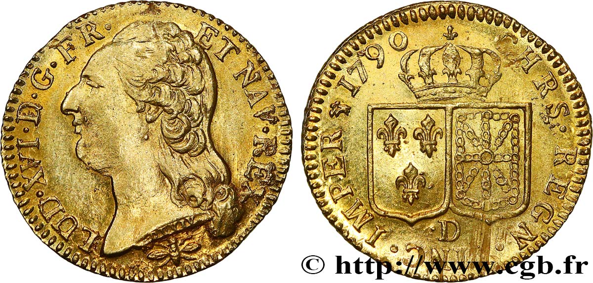 LOUIS XVI Louis d or aux écus accolés 1790 Lyon fST