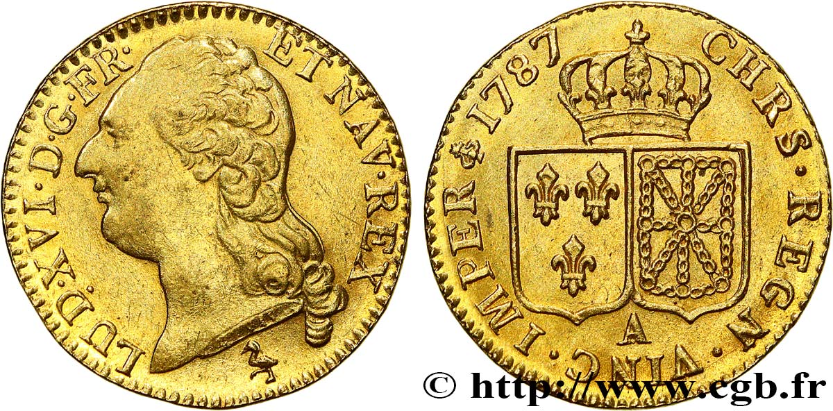 LOUIS XVI Louis d or aux écus accolés 1787 Paris AU