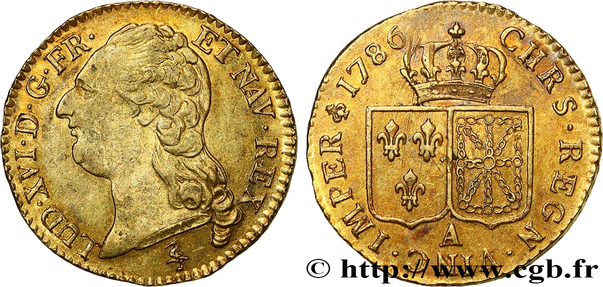 LOUIS XVI Louis d or aux écus accolés 1786 Paris MBC+