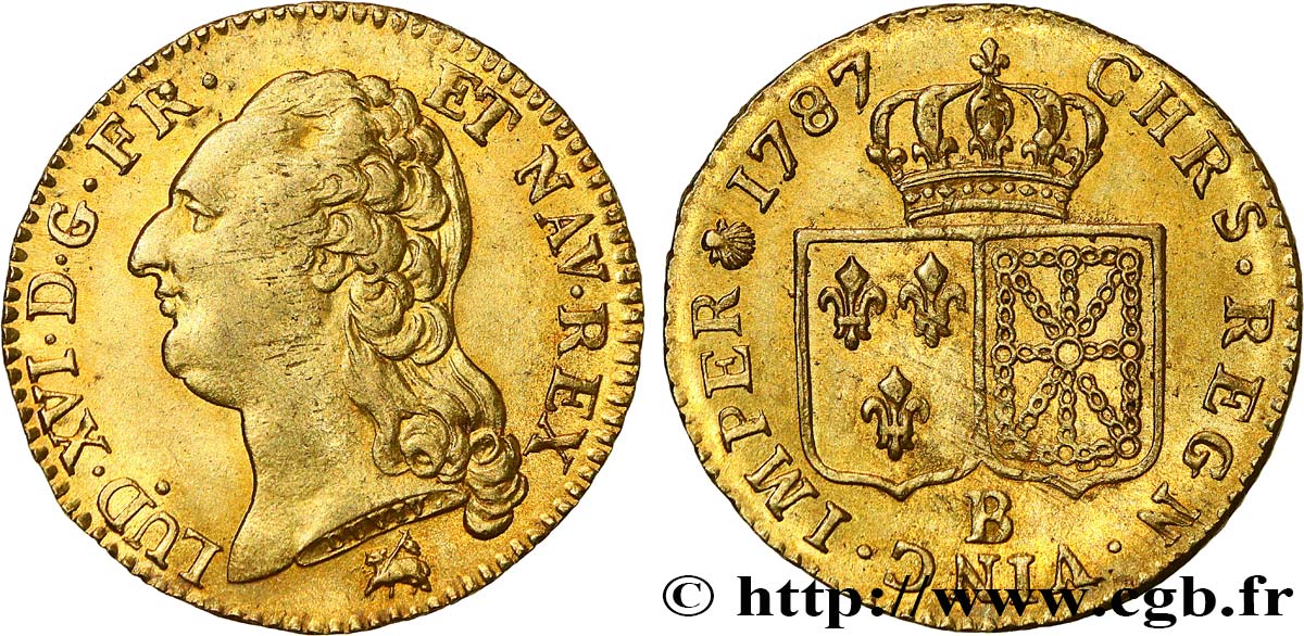 LOUIS XVI Louis d or dit  aux écus accolés  1787 Rouen EBC/SC