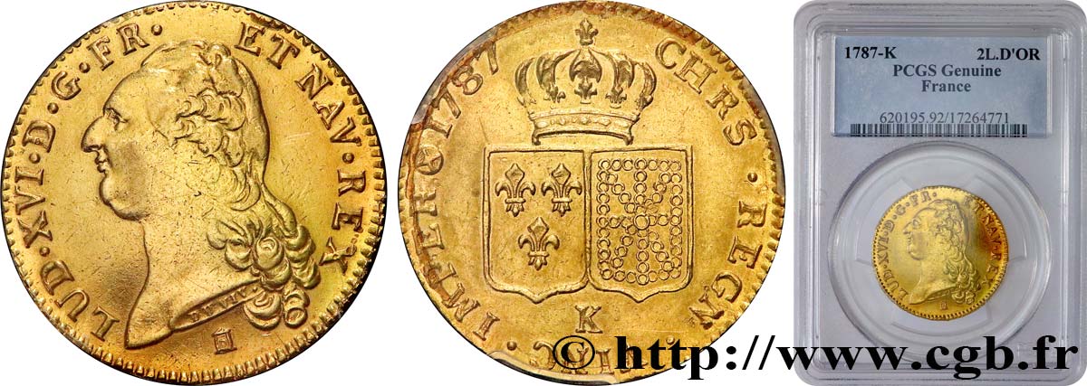 LOUIS XVI Double louis d’or aux écus accolés 1787 Bordeaux fVZ
