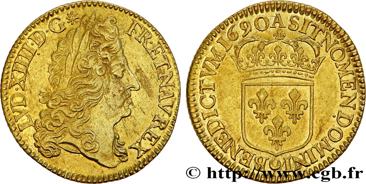 LOUIS XIV  THE SUN KING  Double louis d or à l écu 1690  Paris EBC