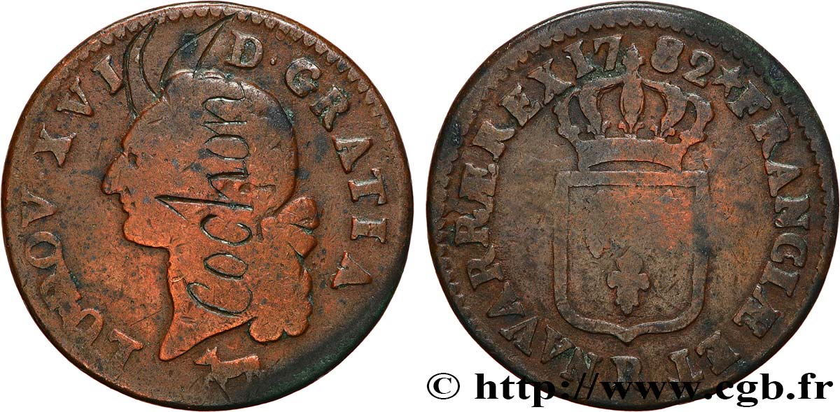 LOUIS XVI Sol dit  à l écu  1782 Orléans MB/q.BB