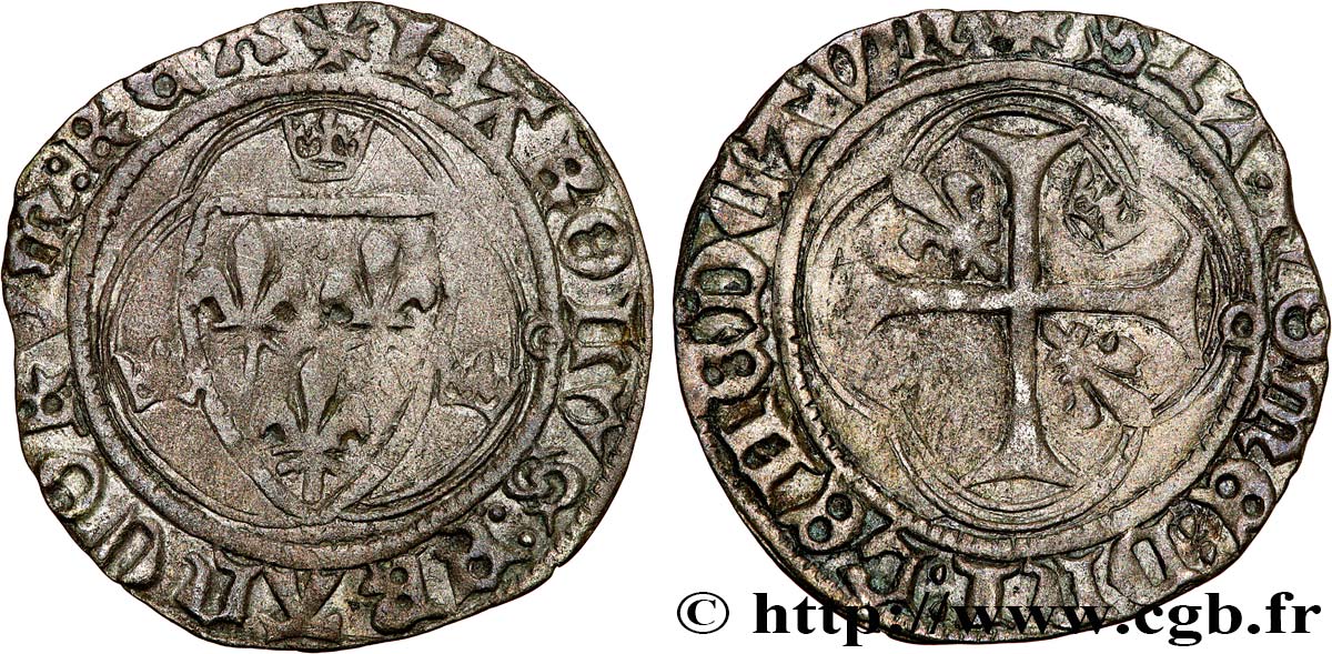 CHARLES VII LE VICTORIEUX Blanc à la couronne n.d. Toulouse TTB