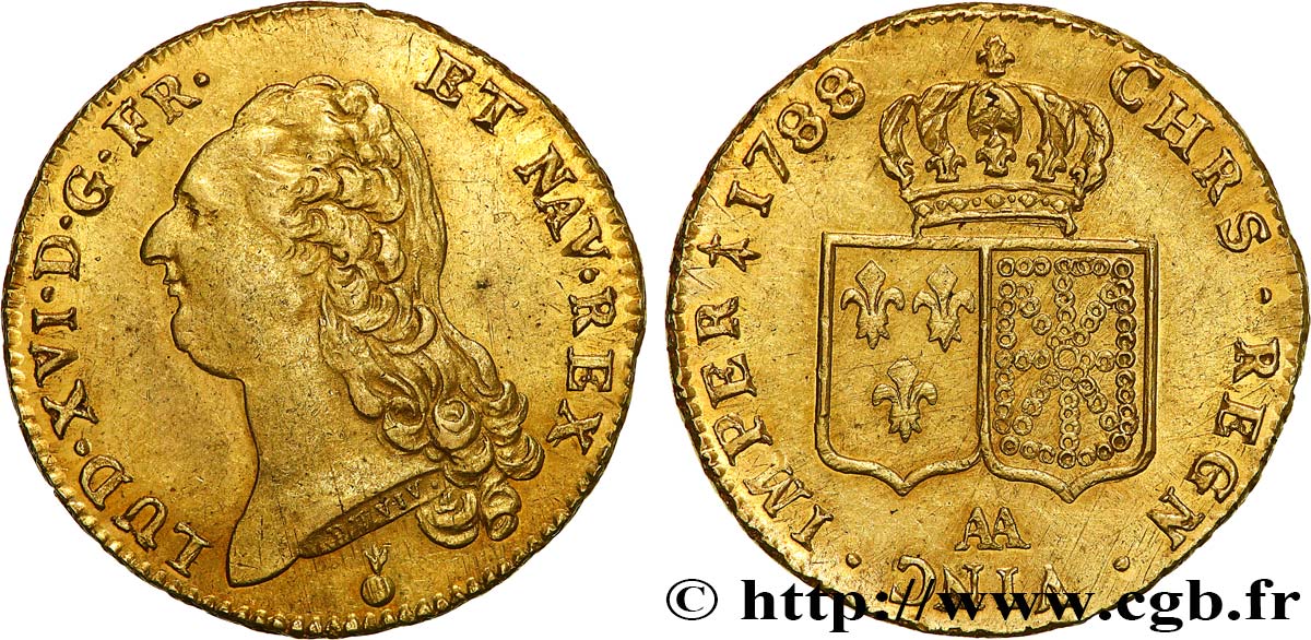 LOUIS XVI Double louis d’or aux écus accolés 1788 Metz VZ58