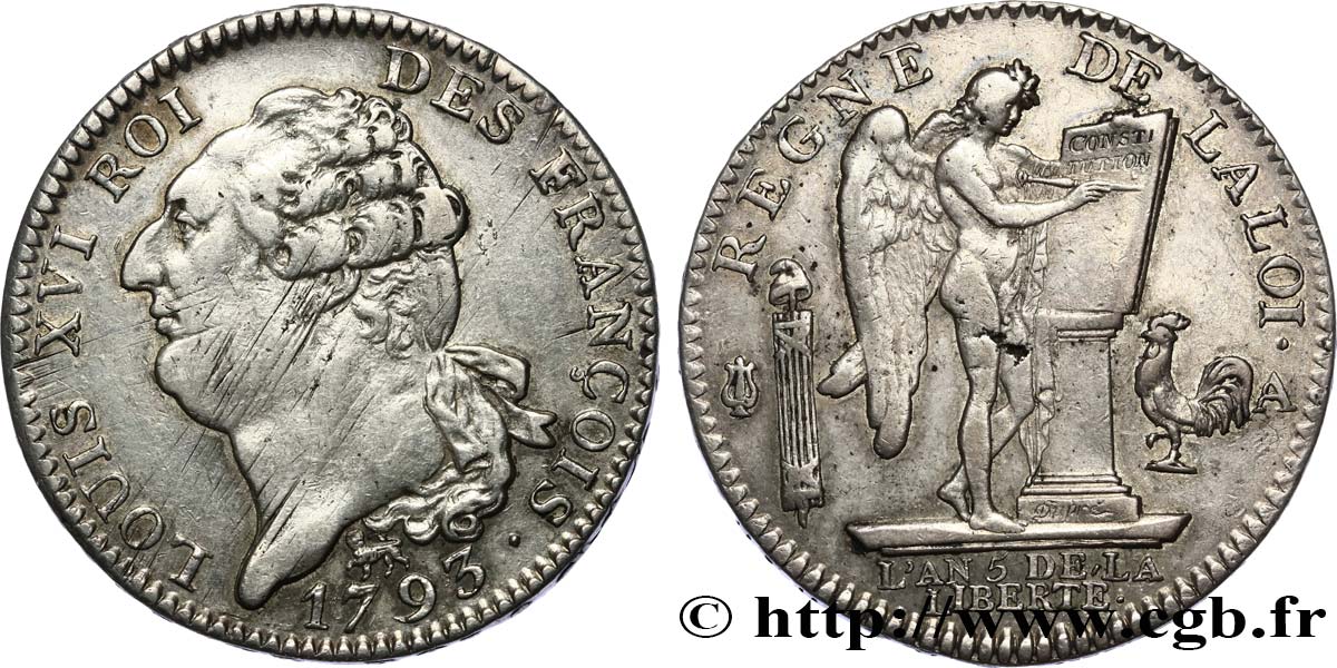 LA CONVENTION Écu dit  au génie , légende FRANÇOIS 1793 Paris TTB+