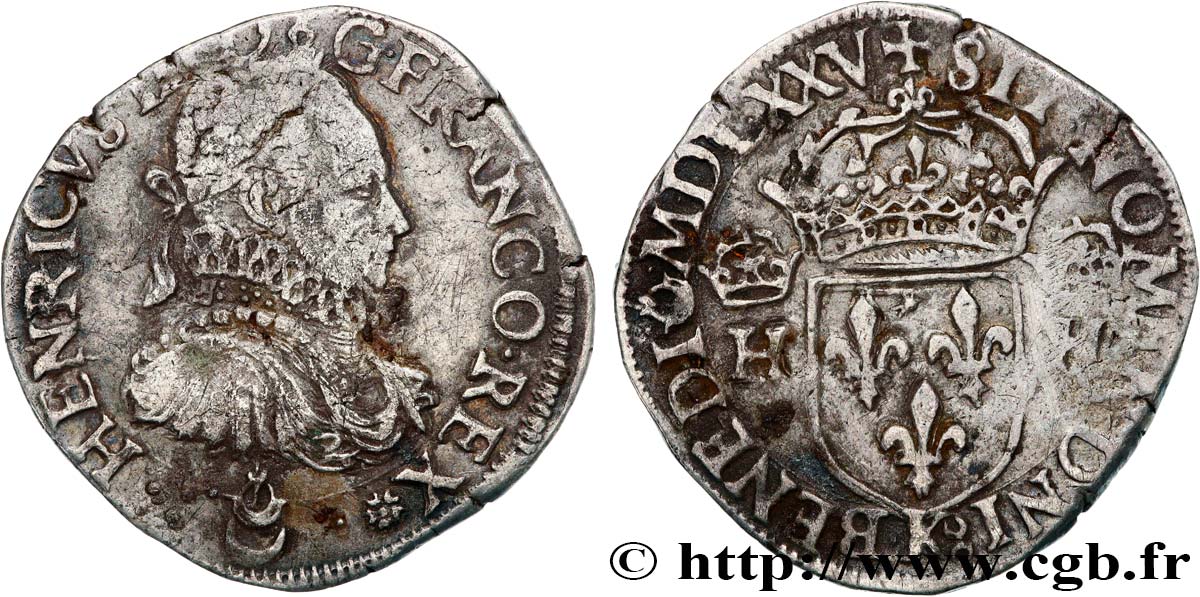 HENRY III Teston, 4e type, col fraisé, sans le titre de roi de Pologne 1575 Bordeaux BC+