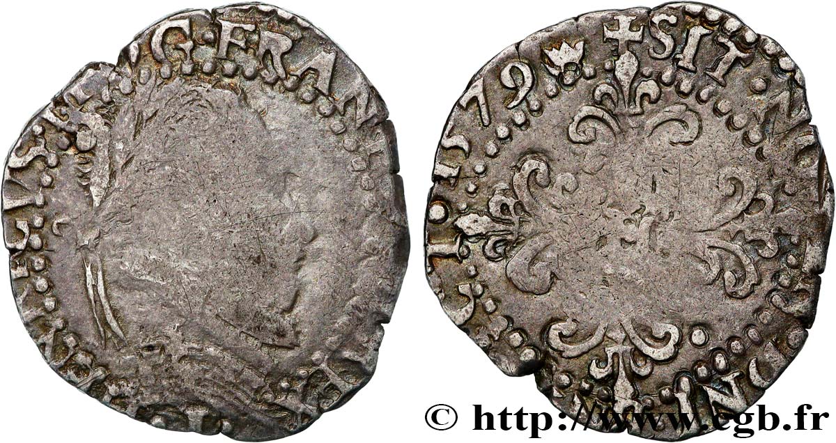 HENRY III Quart de franc au col plat 1579 Limoges VF