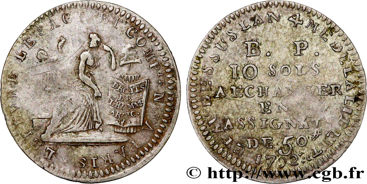 CONFIANCE (MONNAIES DE...) 10 sols de Lefèvre Lesage et Cie 1792 Paris TB+