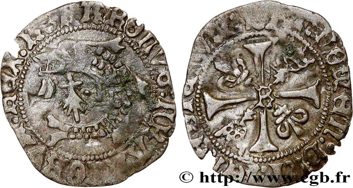 CHARLES VIII Liard au dauphin de Bretagne n.d. Rennes TB+