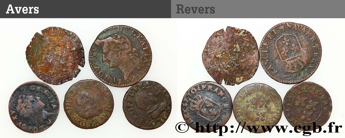 LOTS Lot de 5 monnaies royales n.d. Ateliers divers B