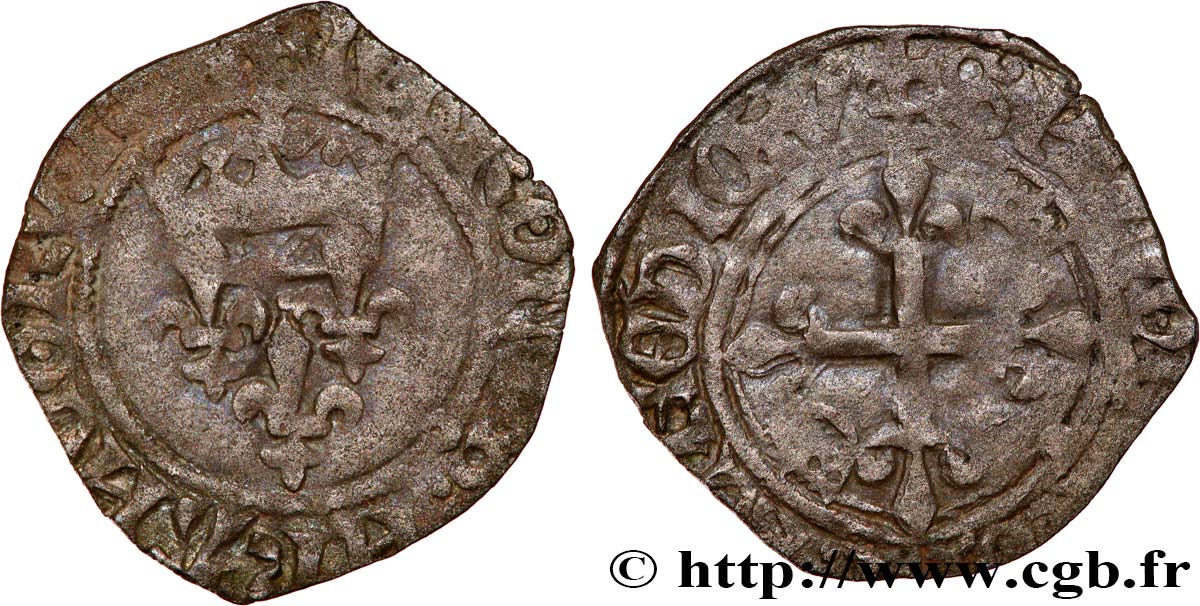 CHARLES, REGENCY - COINAGE WITH THE NAME OF CHARLES VI Gros dit  florette  n.d. Saint-Quentin MB