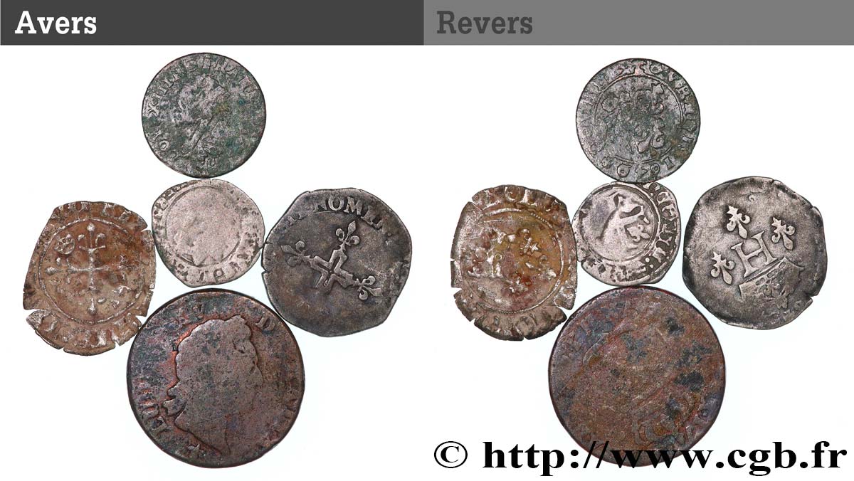 LOTS Lot de 5 monnaies royales n.d. Ateliers divers B
