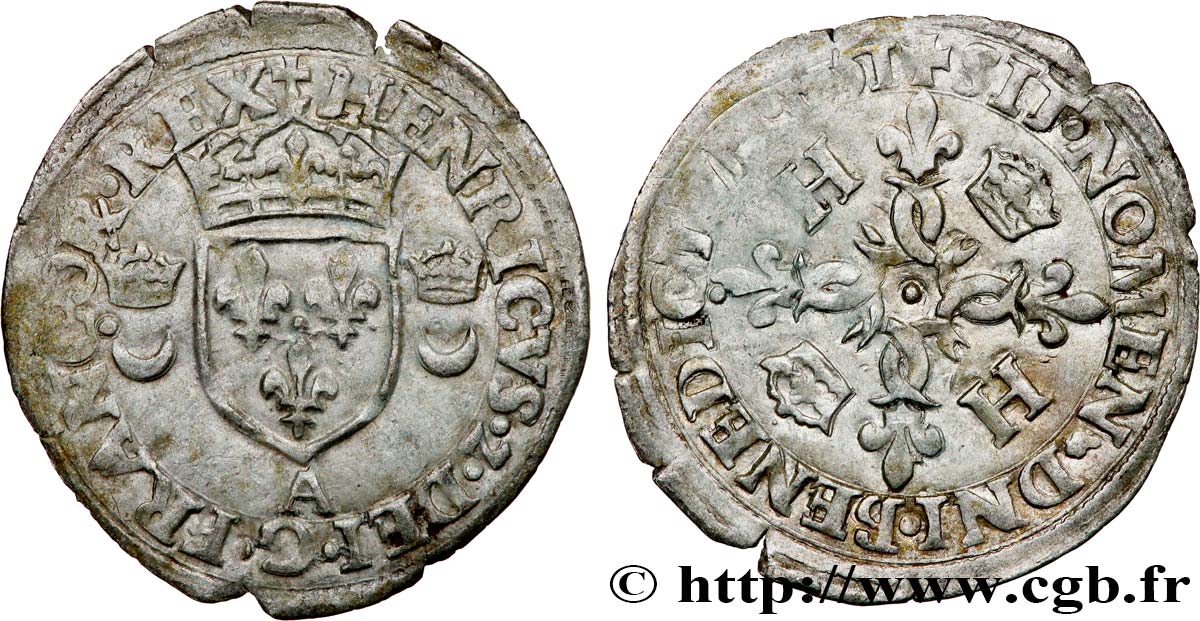 HENRI II Douzain aux croissants 1551 Paris TTB