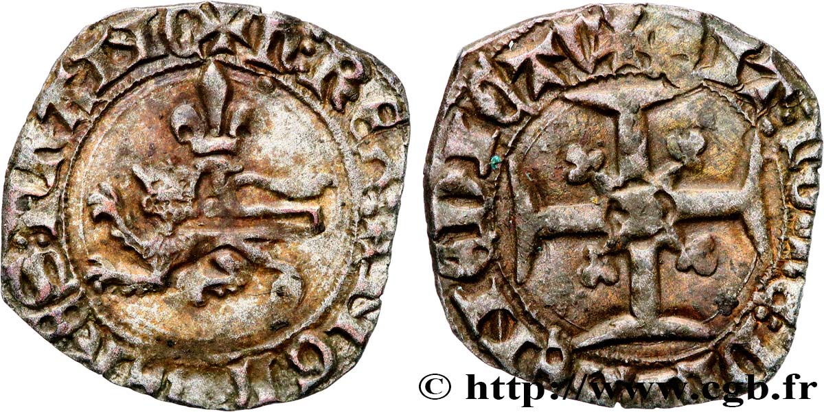 HENRY V OF LANCASTER Double tournois ou niquet dit  Léopard  30/11/1421 Rouen AU