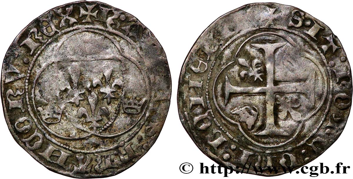 CHARLES VII LE VICTORIEUX Blanc à la couronne n.d. Poitiers TB+