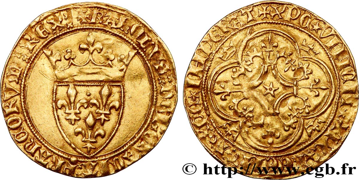CHARLES VI LE FOU OU LE BIEN AIMÉ Écu d&nbsp;or à la couronne 29/07/1394 Saint-Quentin TTB+