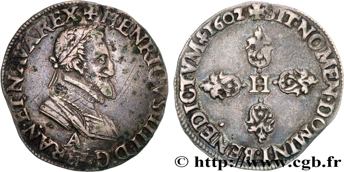 HENRY IV Demi-franc 1602 Paris AU