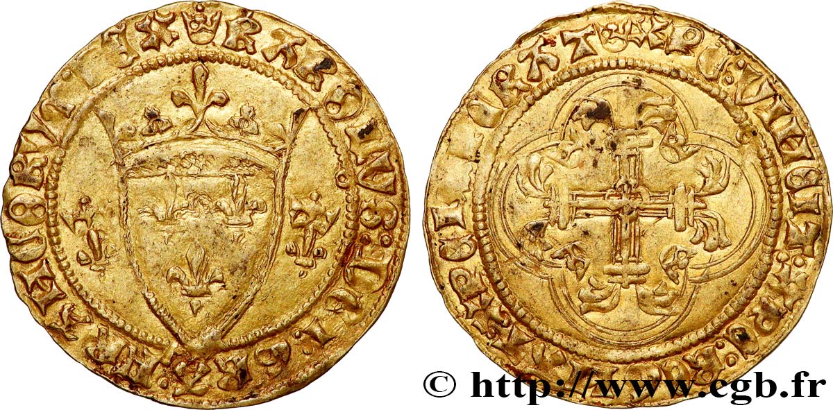 CHARLES VII LE VICTORIEUX Écu d or à la couronne ou écu neuf n.d. Tours TTB