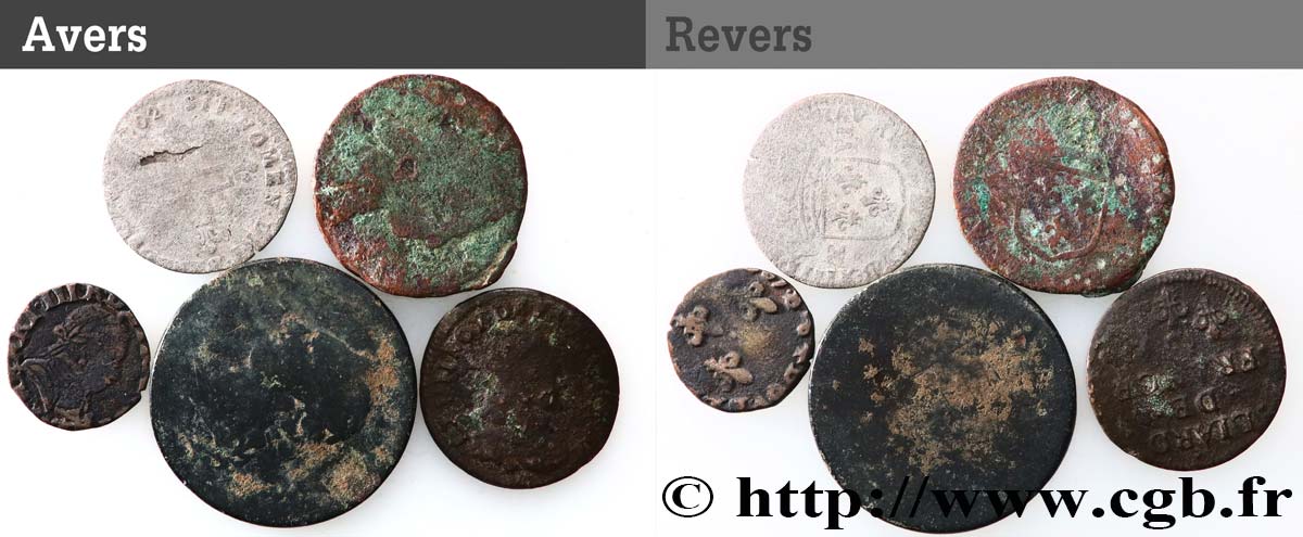 LOTTE Lot de 5 monnaies royales n.d. Ateliers divers B