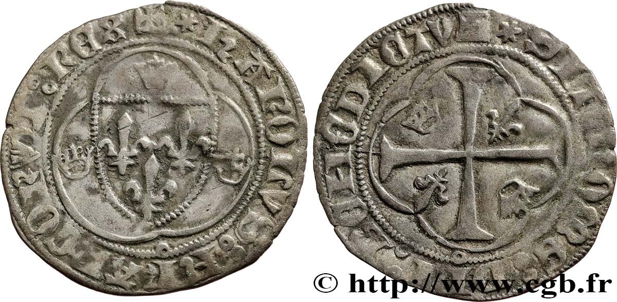 CHARLES VII LE VICTORIEUX Blanc à la couronne n.d. La Rochelle TTB