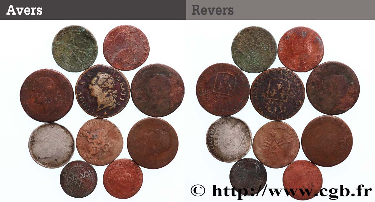 LOTS Lot de 10 monnaies royales n.d. Ateliers divers G