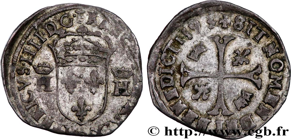 HENRY IV Douzain aux deux H couronnées, 9e type 1593 Clermont-Ferrand BC+