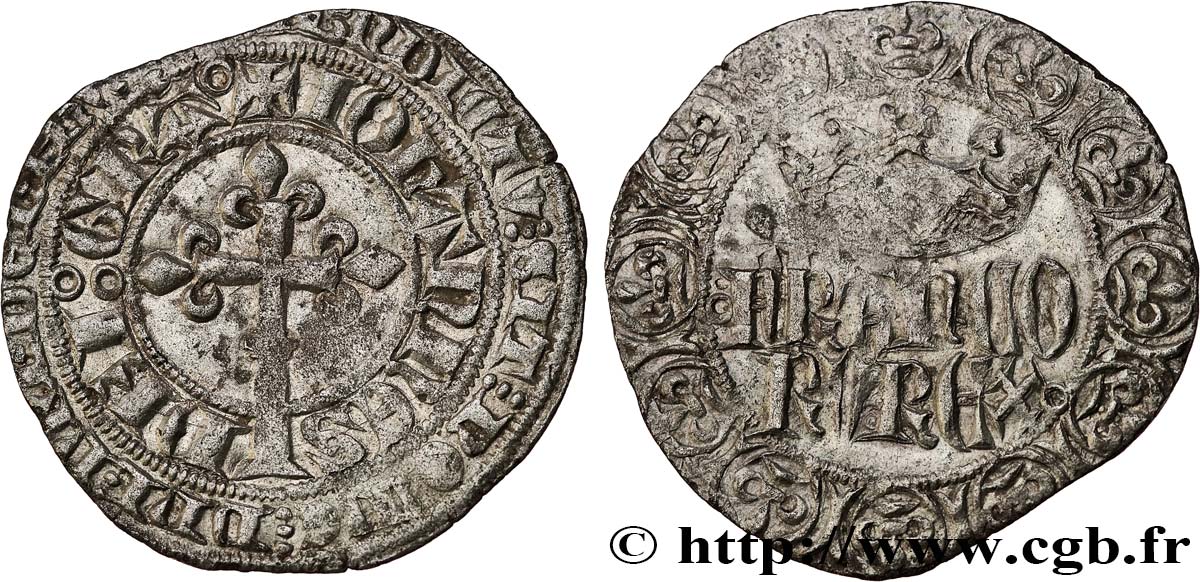 JEAN II LE BON Gros à la couronne n.d. s.l. TTB+/TTB