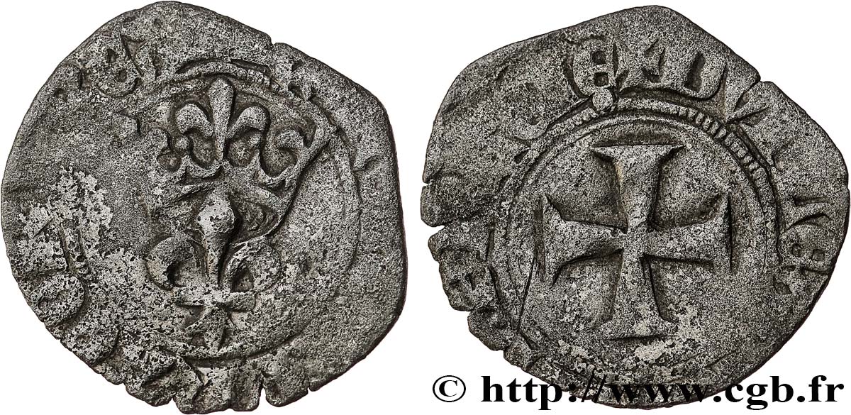 CHARLES VI LE FOU OU LE BIEN AIMÉ Double tournois dit  niquet  n.d. Saint-Quentin B+