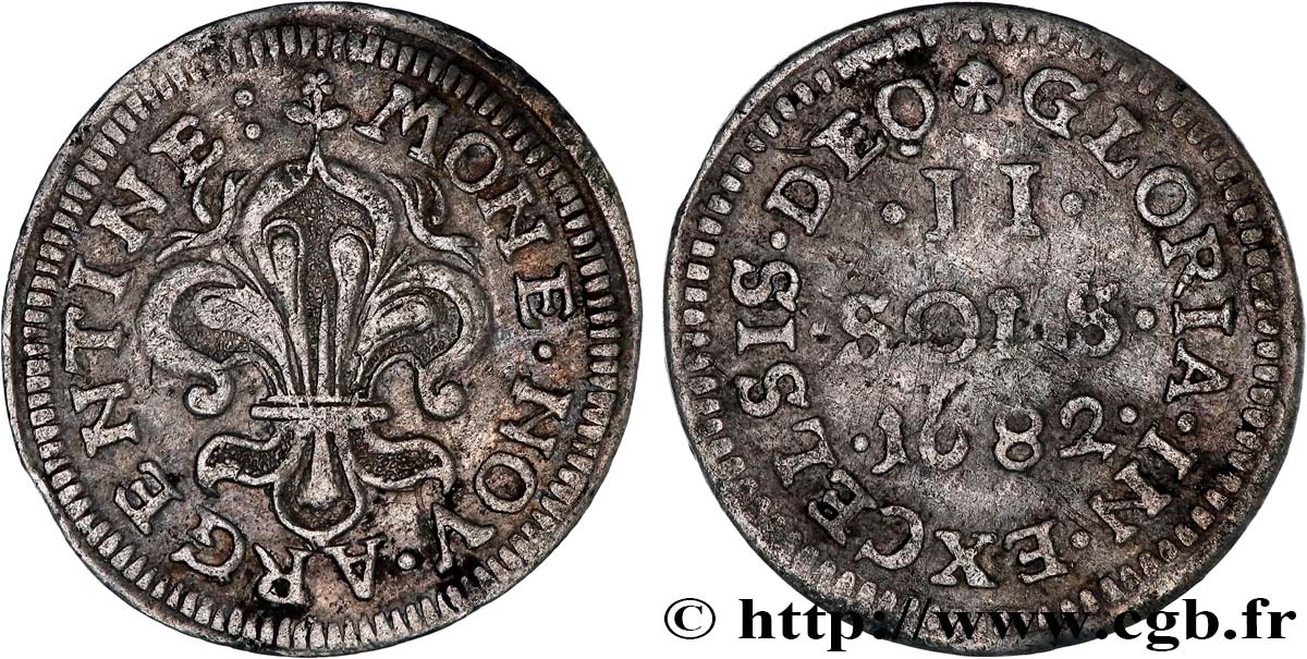 LOUIS XIV  THE SUN KING  II sols 1682 Strasbourg XF