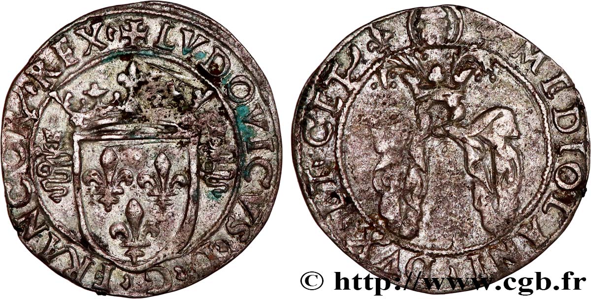 ITALY - DUCHY OF MILAN - LOUIS XII Bissone ou gros royal de 3 sous n.d. Milan AU/XF