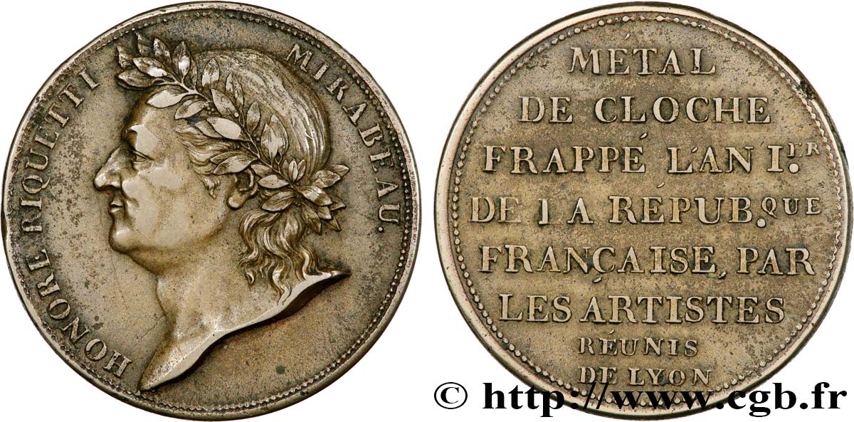 REVOLUTION COINAGE Essai de Galle à l effigie de Mirabeau 1792 Lyon q.SPL