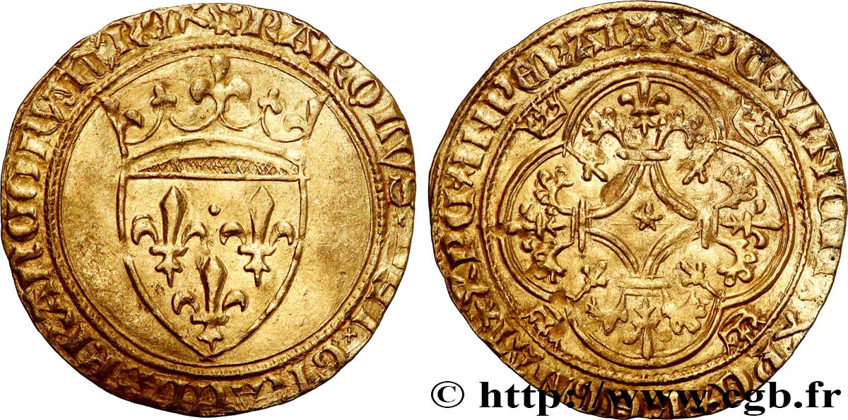CHARLES VI  THE MAD  OR  THE WELL-BELOVED  Écu d or à la couronne n.d. Montpellier fVZ