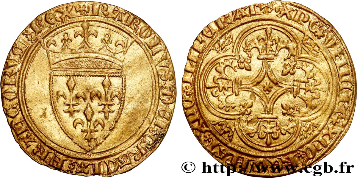 CHARLES VI LE FOU OU LE BIEN AIMÉ Écu d or à la couronne n.d. Rouen SUP
