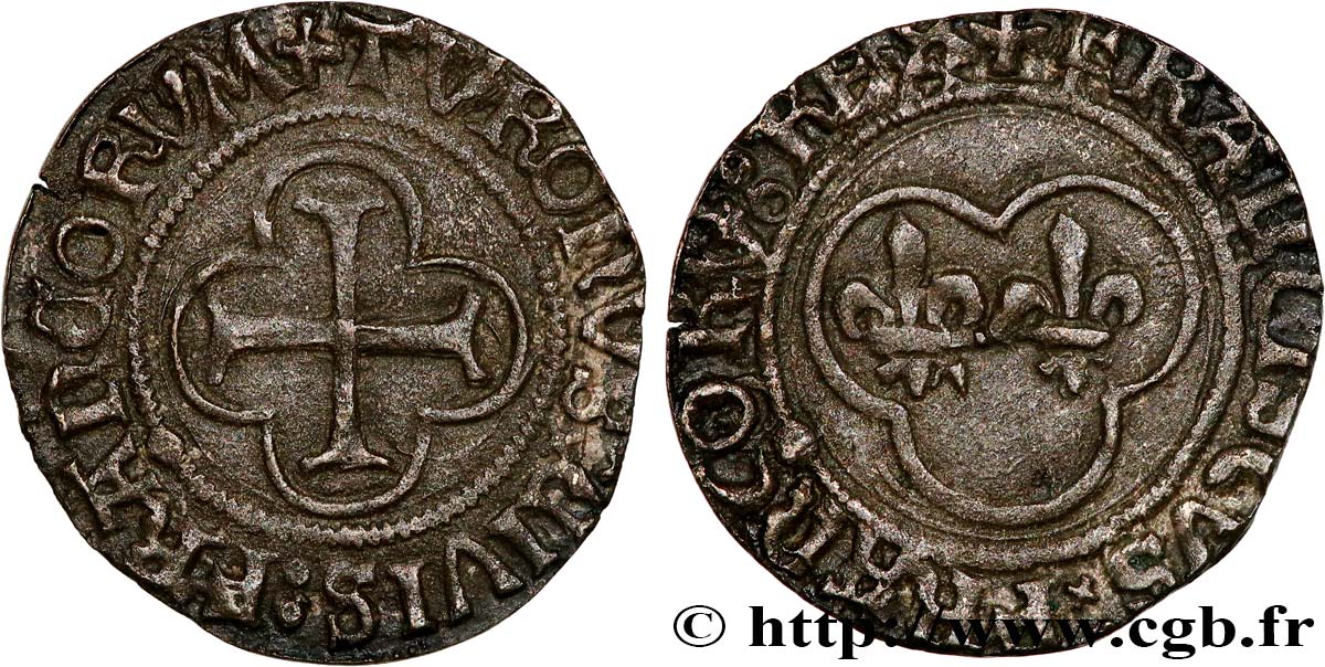 FRANÇOIS IER LE RESTAURATEUR DES LETTRES Denier tournois, 1er type n.d. Rouen TTB+