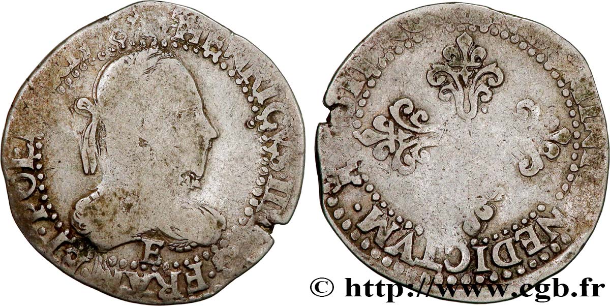 HENRY III Demi-franc au col gaufré 1578 Tours BC