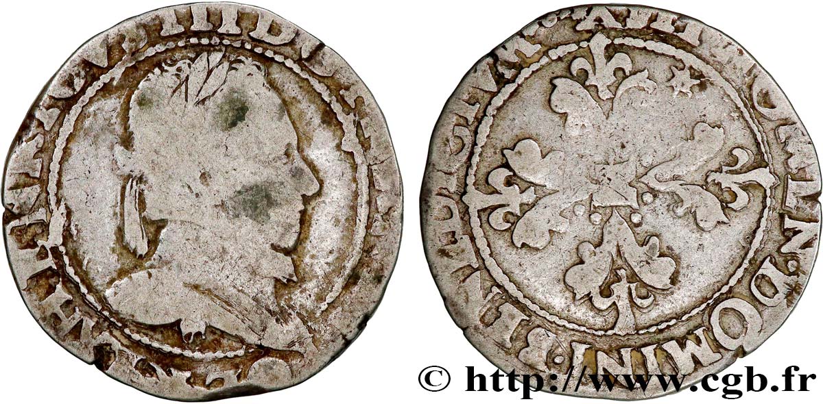 HENRY III Demi-franc au col plat s.m. Bourges BC